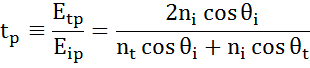 amplitude-transmission-coefficient-for-p-polarized-light